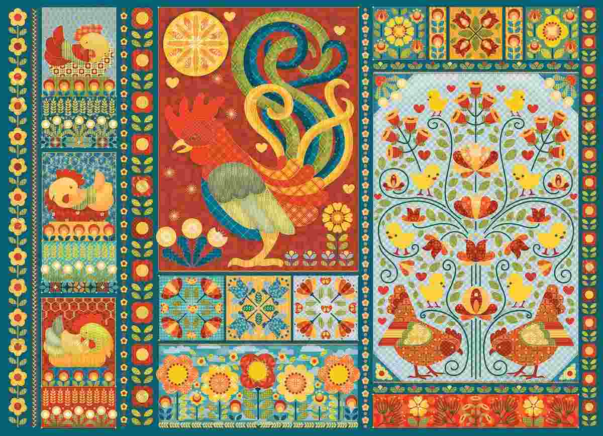 Cobble Hill, Scandi Chicken Quilt 1000 palaa