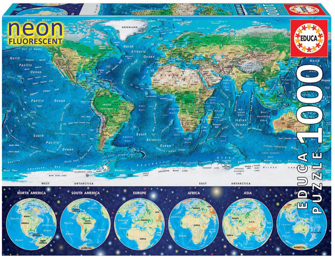 Educa, Neon world map 1000 palaa